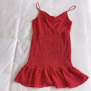 Lush Red Polka Dot Chiffon Dress